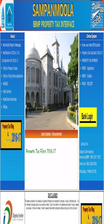 BBMP home page - pay property tax in bangalore online