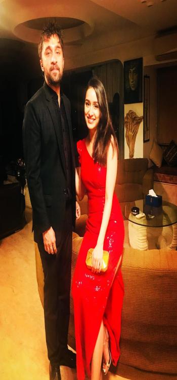 Shraddha Kapoor with her brother in the living room