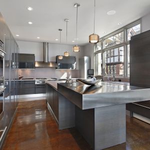 kitchen with stainless steel island
