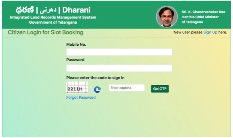 Procedure To Sign Up On The Telangana Online Portal -Dharani