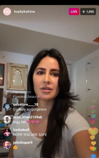 Katrina Kaif showing off the lavish furniture in her living room on Instagram live!