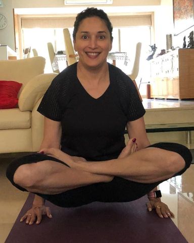 madhuri is doing yoga