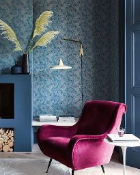 Living Room Wallpaper Design in Flamboyant Blue