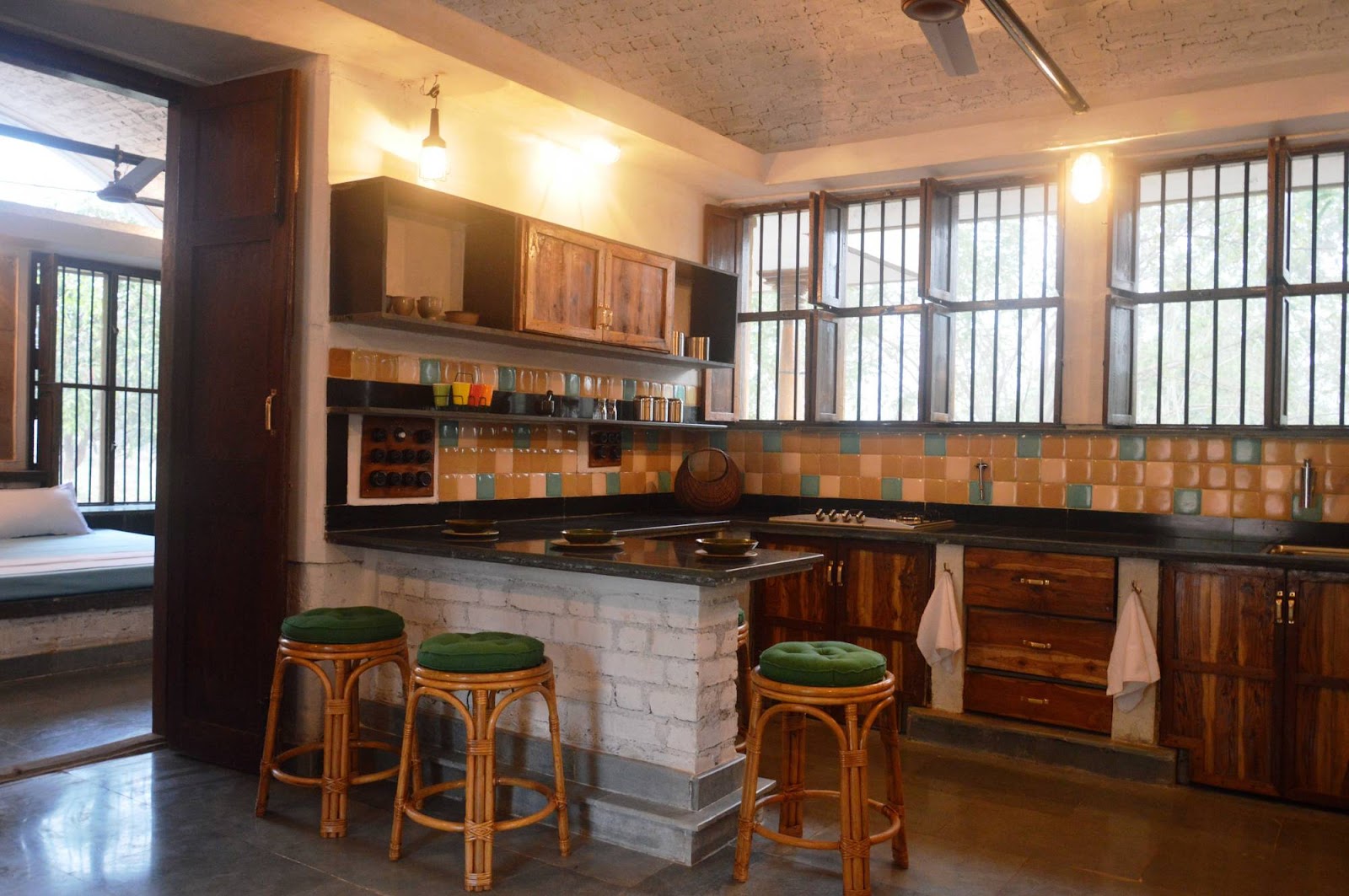 Traditional Farmhouse Design in Indian Village - Kitchen Traditional Farmhouse Design in Indian Village - Kitchen