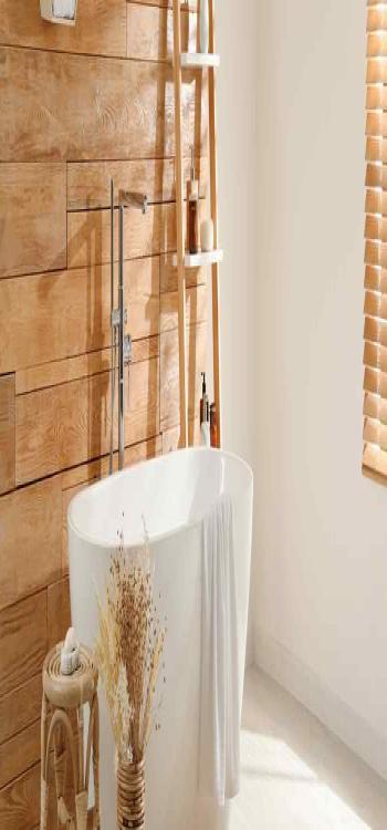 Embrace The Nature With Wood - Wood themed bathtub in bathroom designs ideas