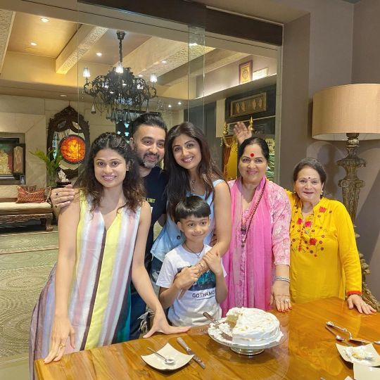 Shilpa Shetty with her family in her house