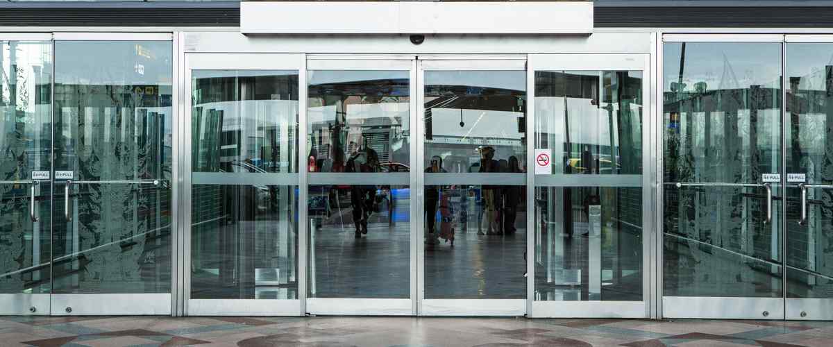 14. A Sliding Door With A White Frame