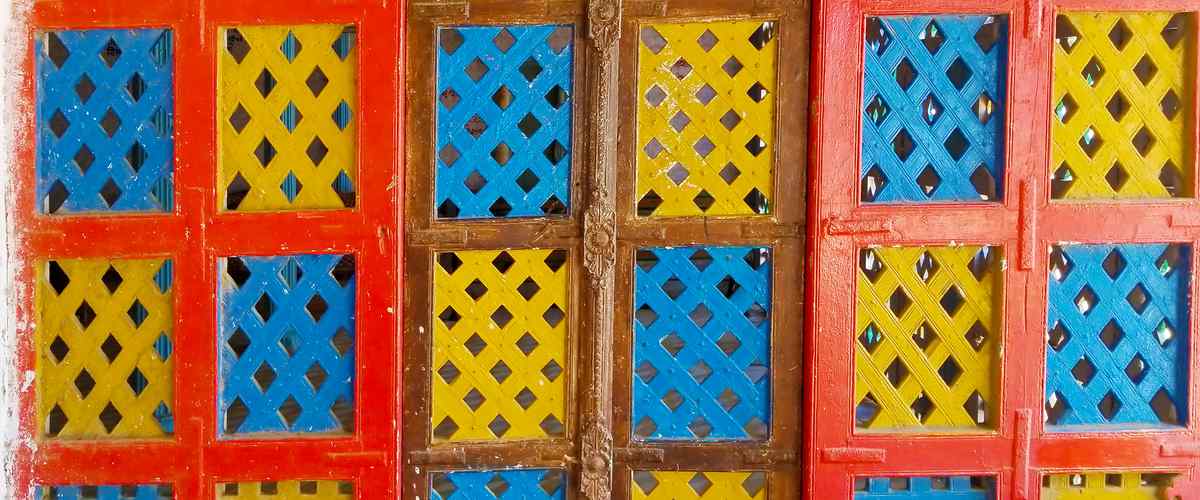Square Frames In The Design Of The Wooden Jali Door