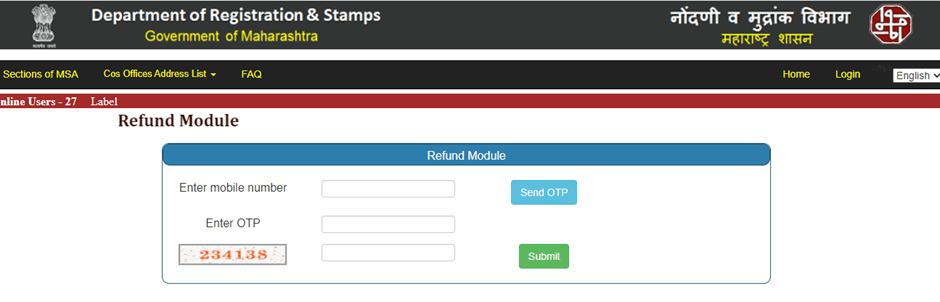 website of the Department of Registration & Stamps 
