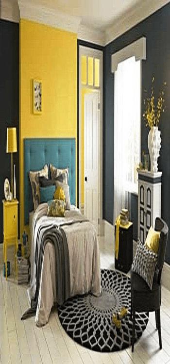Green and yellow add a vintage and sophisticated vibe to your bedroom