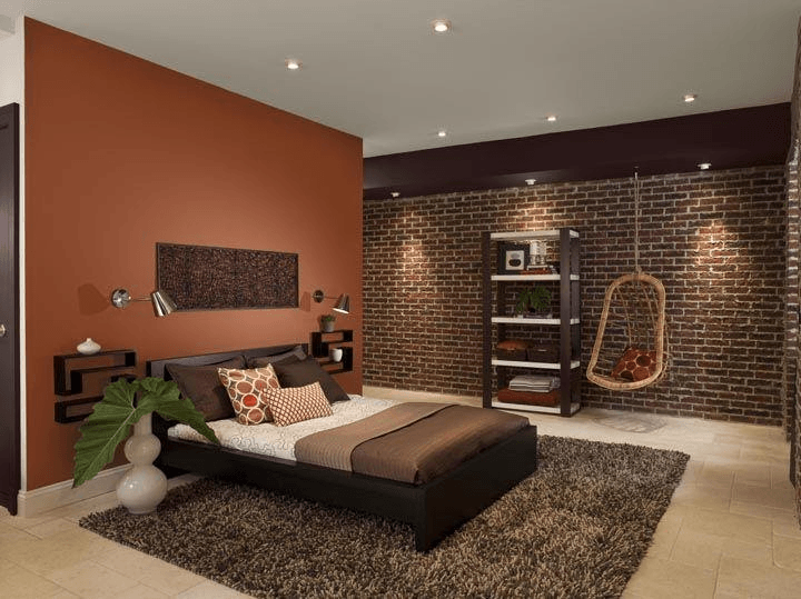 Brown and Cream Colour Combination for Bedroom Walls 