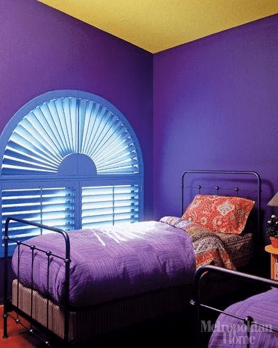 Lavender and yellow are a great choice for softer hues for bedroom colours