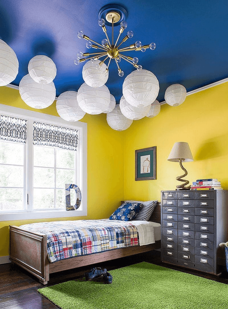 Cheerful moods can be easily encouraged with a combination of light blue and yellow
