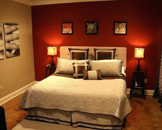 Red and Yellow Colour Combination for Bedroom Walls 
