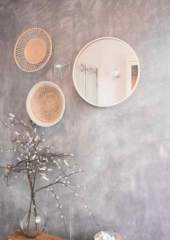 Create a statement faux concrete wall with grey paint