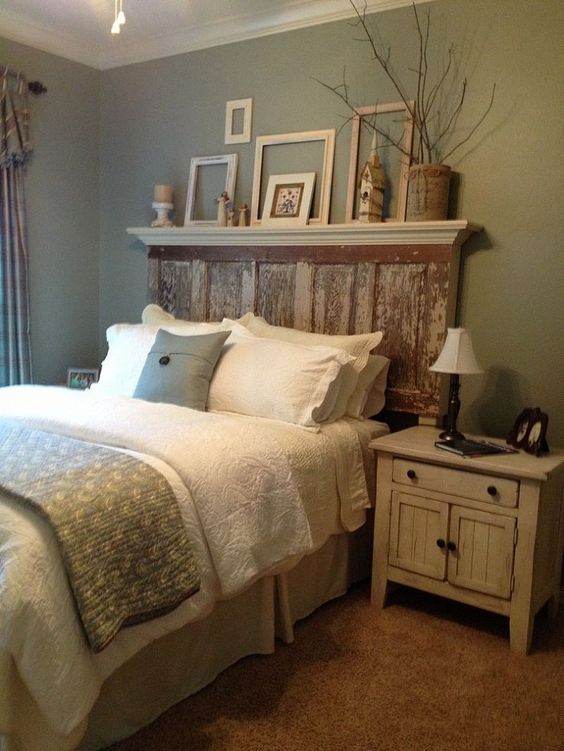 Headboard made from a vintage door frame