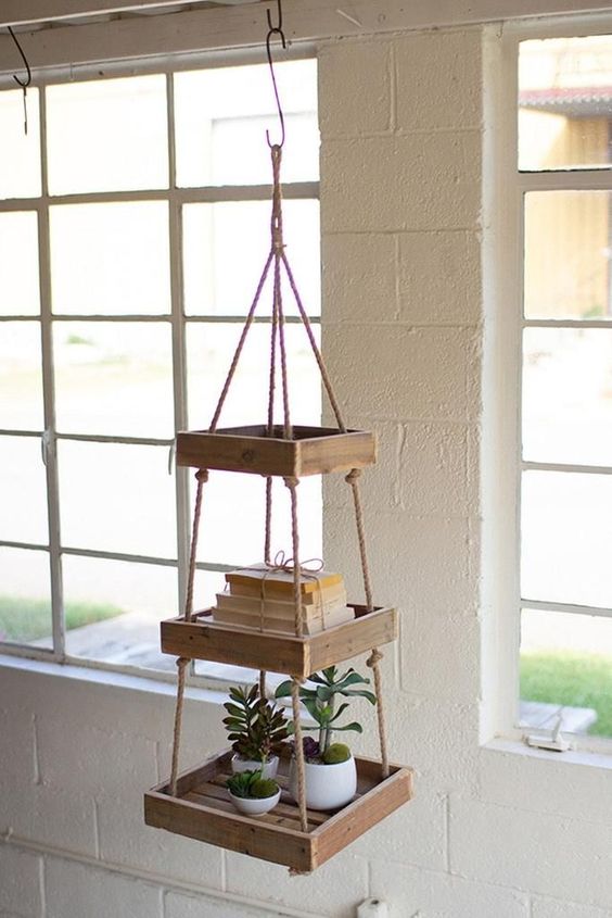 Make a statement tiered display stand using natural wood