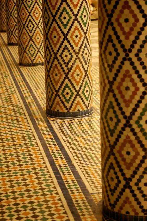 Moroccan Tiles On Pillars