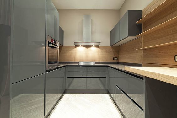 A Modern Grey Acrylic Kitchen Cabinets