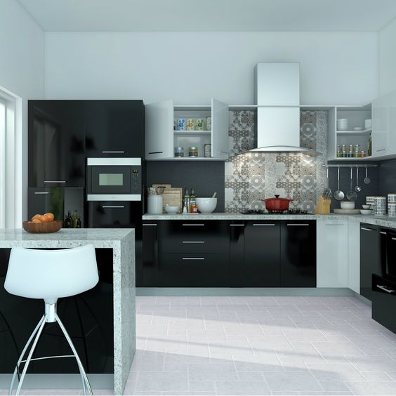 Black And White Acrylic Kitchen Cabinets