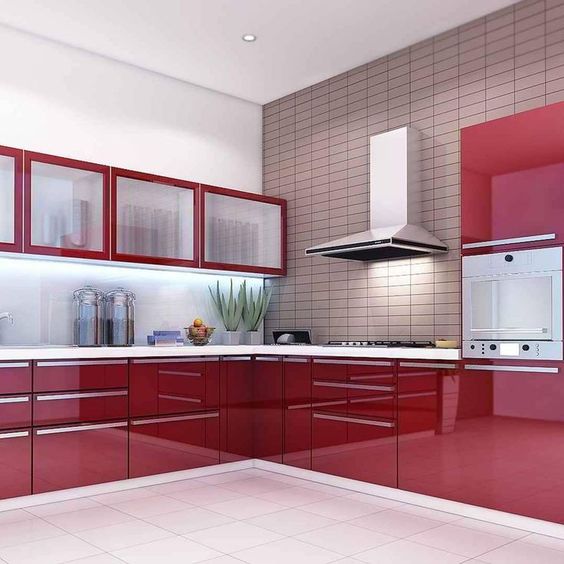 Red Acrylic Kitchen Cabinets