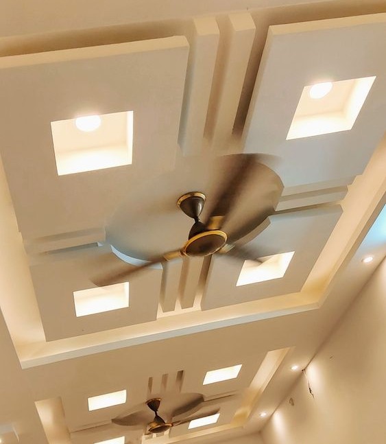 False Ceiling Ideas With Two Ceiling Fans