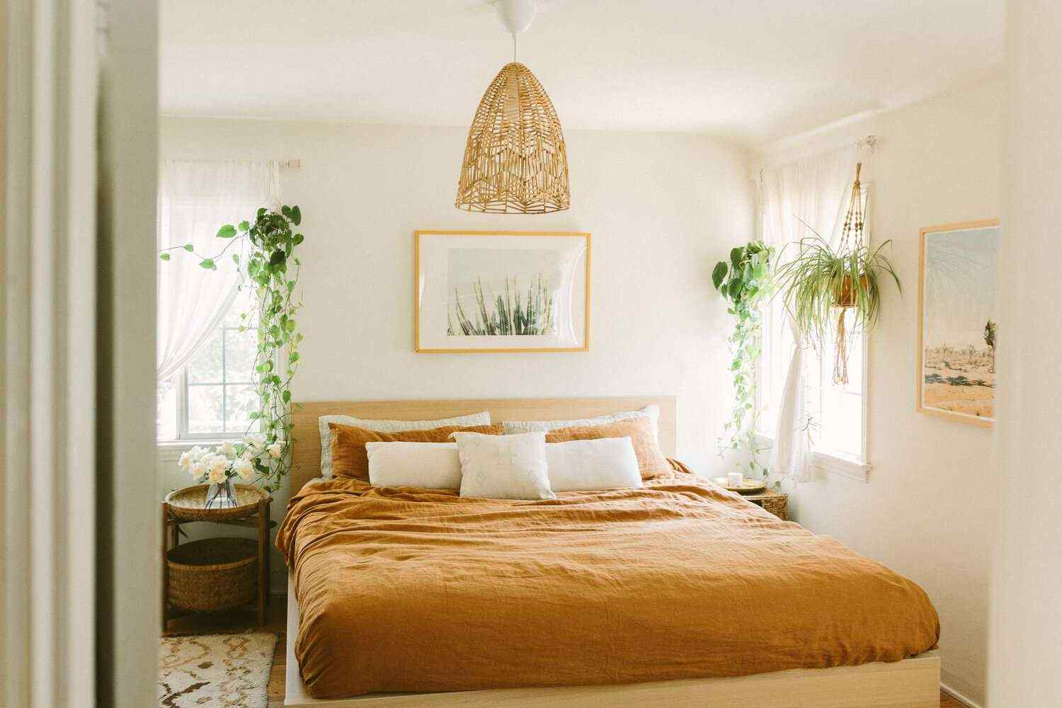 instant boho twist to contemporary small bedroom ideas for couples