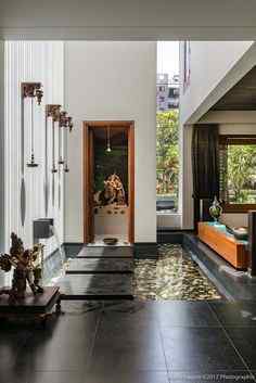 A typical Indian courtyard house plan with modern design and décor.