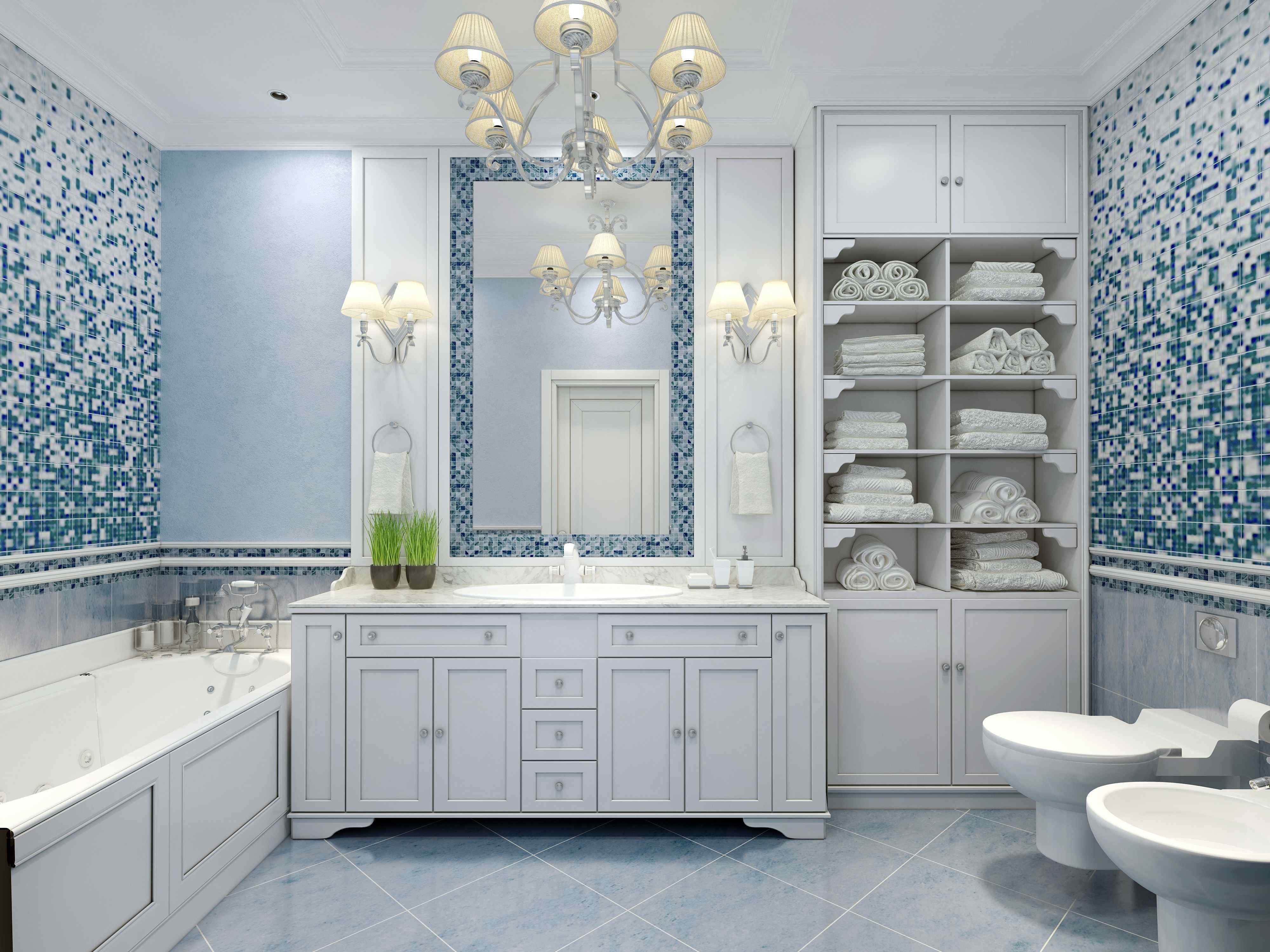 Blue Bathroom Tiles Design 