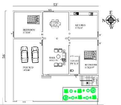 West-Facing House Plan