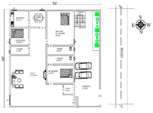 West-Facing House Plan