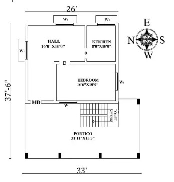 West-Facing House Plan