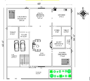 West-Facing House Plan