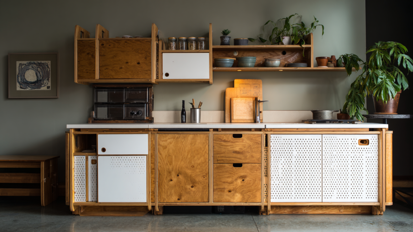 DIY wooden kitchen with simple and flexible setup