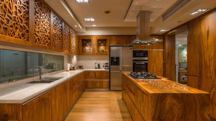 Custom wooden kitchen with personalised layout and storage