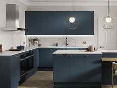 blue kitchen cabinet
