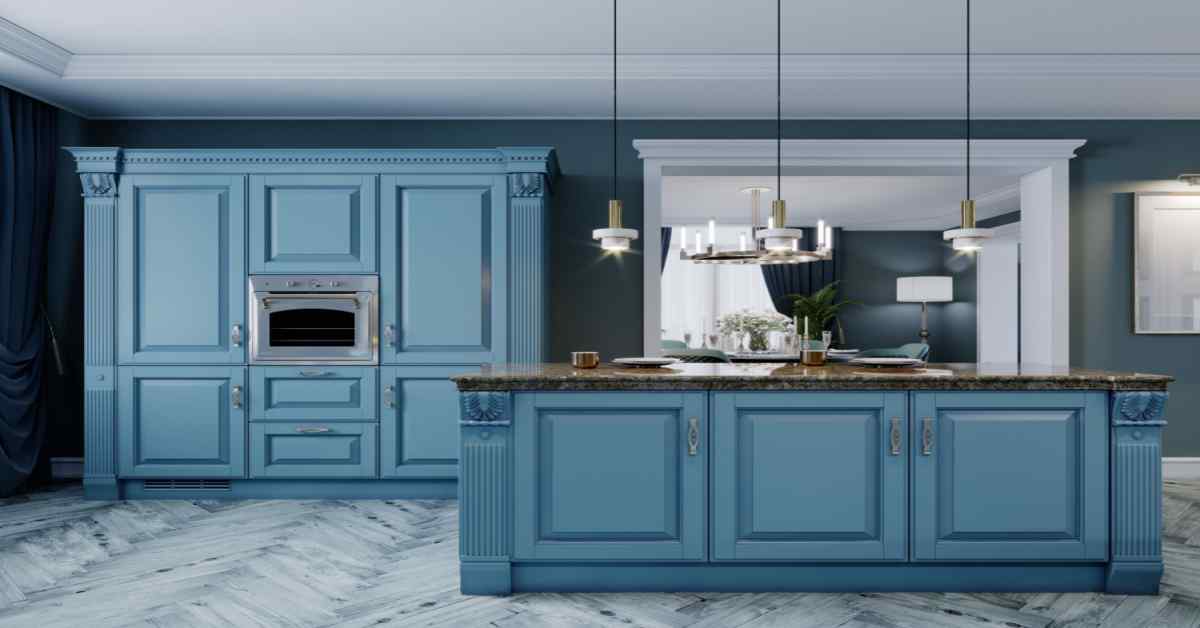 blue kitchen cabinet