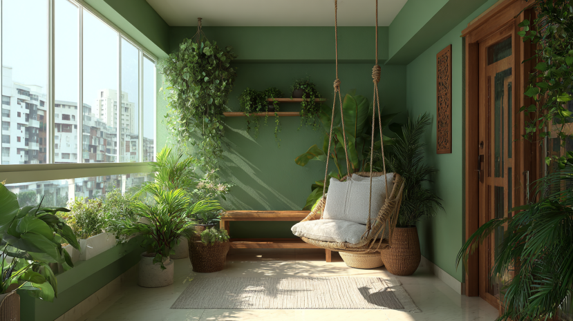 go green balcony wall painting ideas