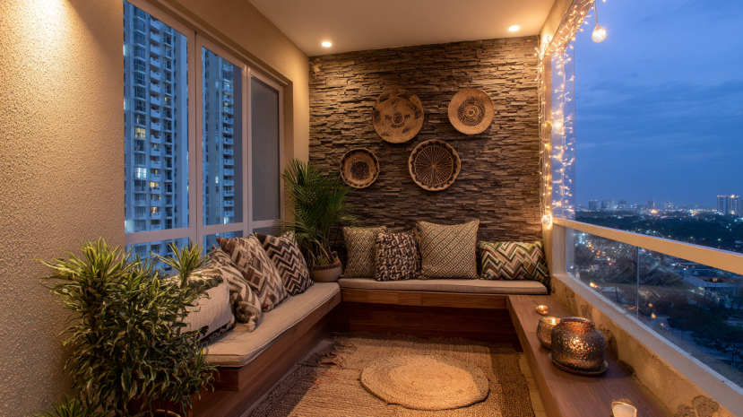 rustic resort balcony wall painting ideas