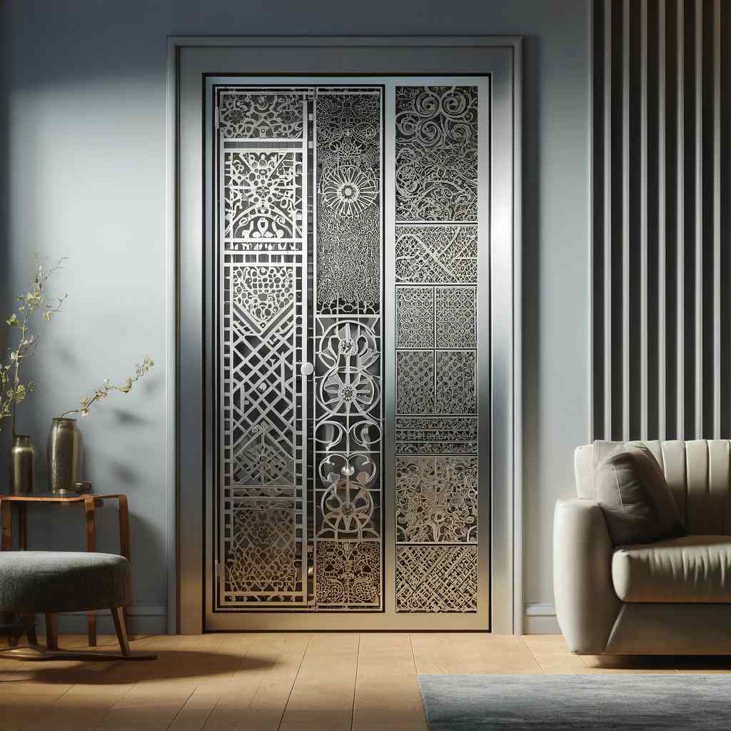 artistic metal overlay doors designs for drawing room