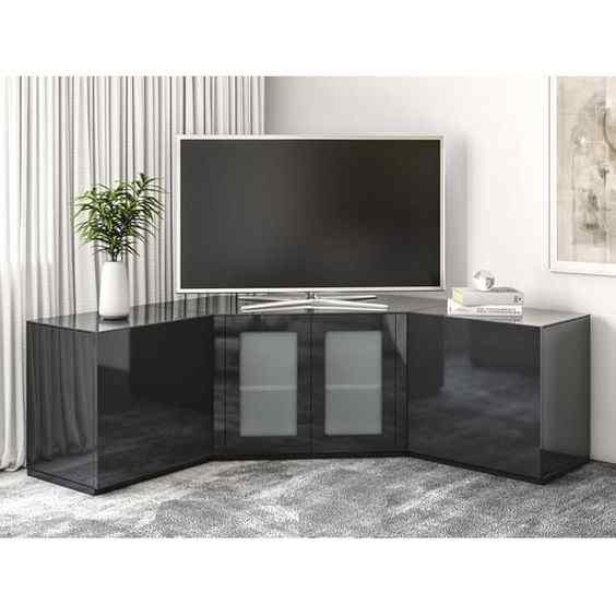 closed cabinet unit corner wall tv design for living room
