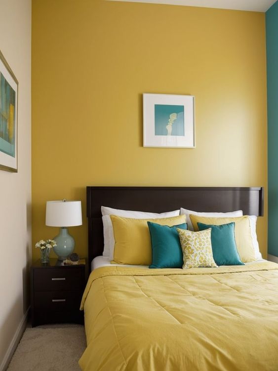 mustard yellow colour for small room