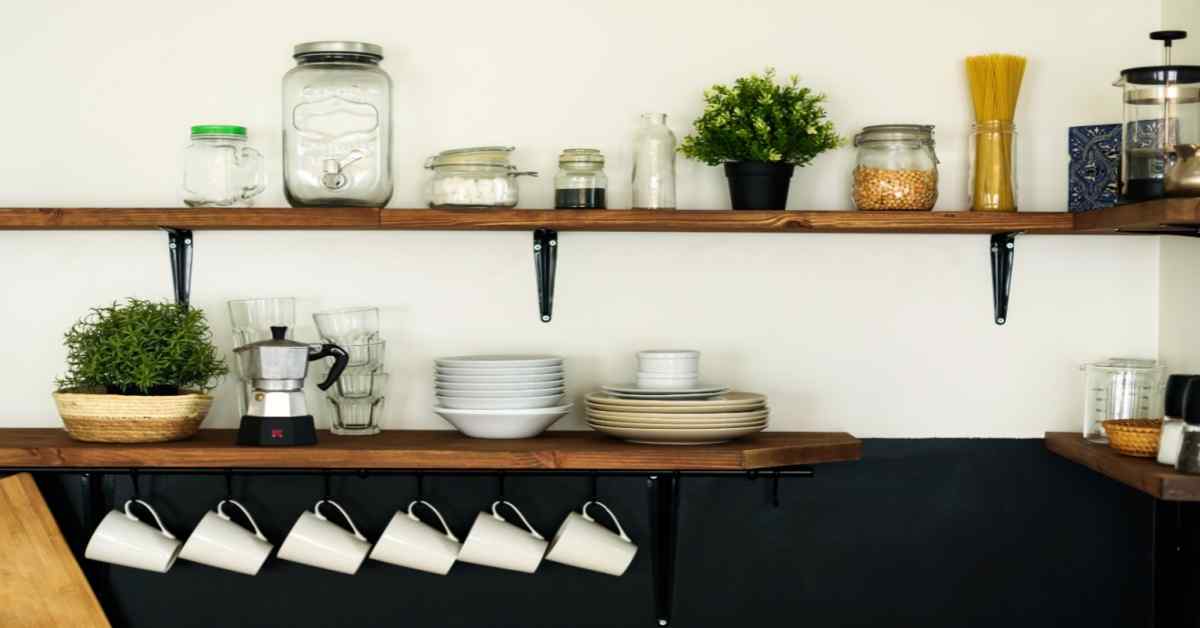 open shelving kitchen design