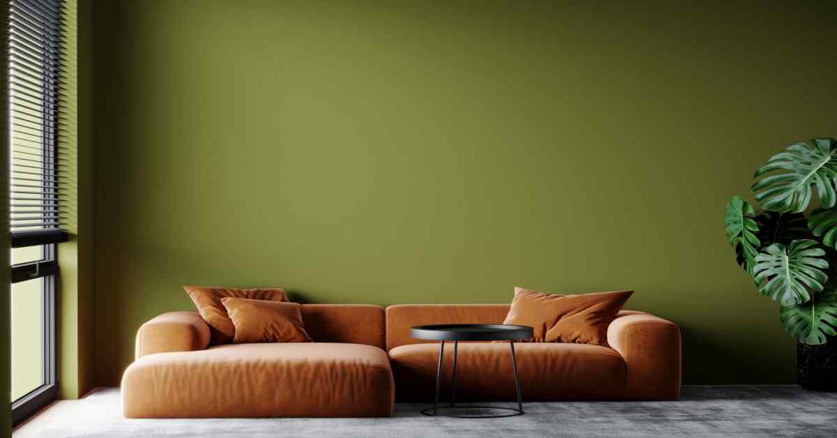terracotta and olive green pop colour combination