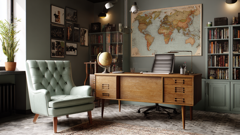 Vintage office with classic furniture and decor