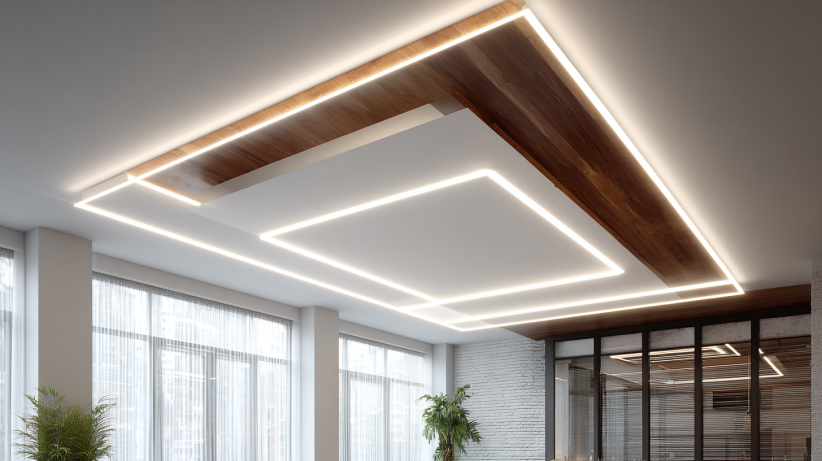 POP ceiling with perimeter lighting in modern room