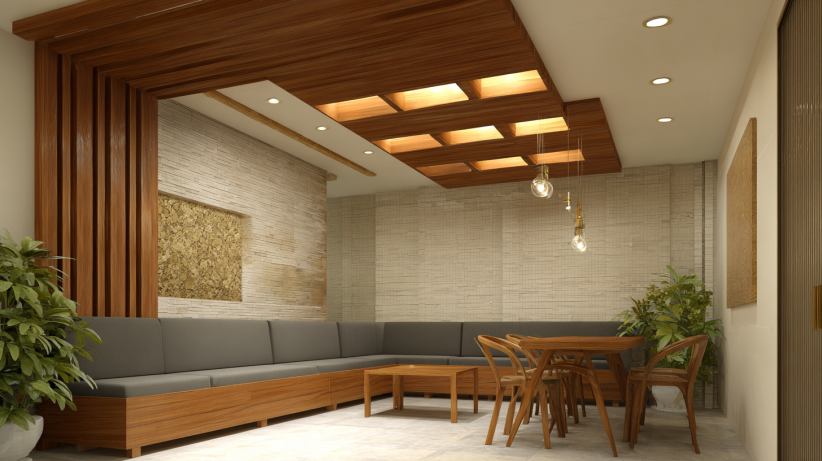 POP ceiling with smooth curved edges and lighting
