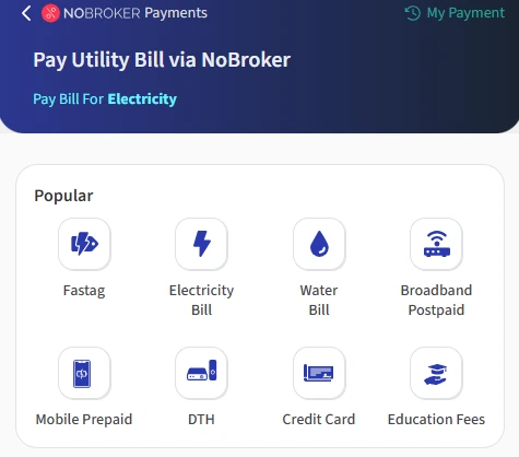 Water bill payment option on NoBroker Pay