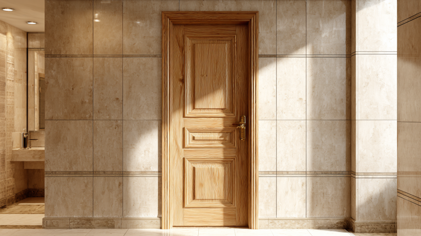 WPC wood plastic composite bathroom door design