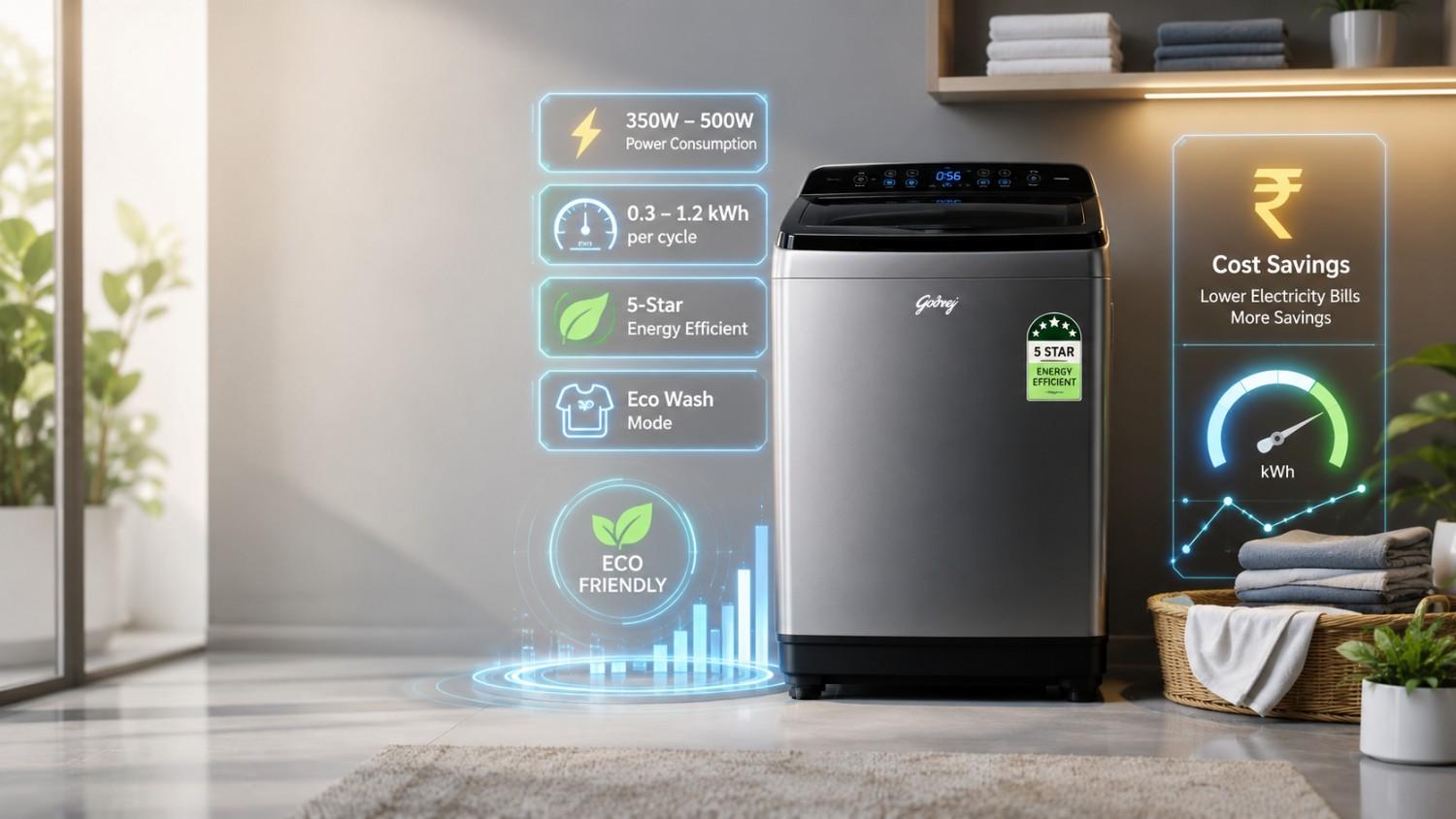 Godrej Washing Machine Power Consumption – Units, Wattage &amp; Electricity Cost Guide
